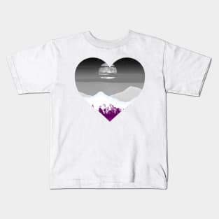 Asexual mountainscape subtle heart Kids T-Shirt